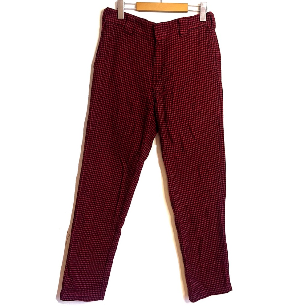 carhartt work in progress red houndstooth trouser 100% cotton no stretch